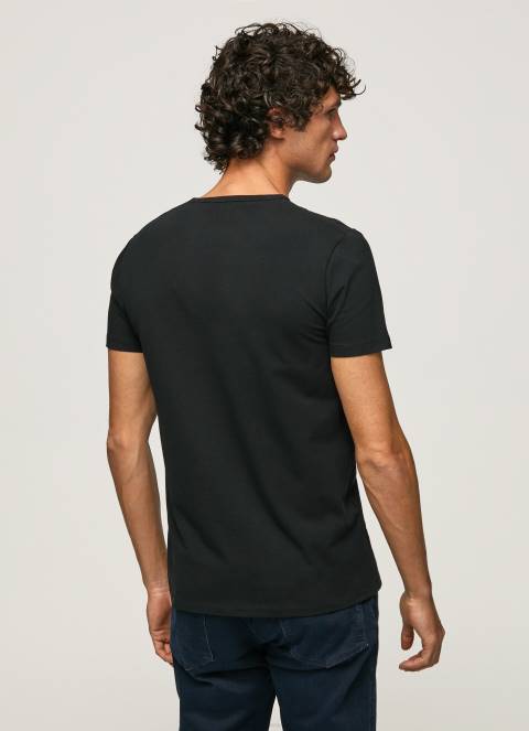 muškarci crno pamučna majica s otisnutim logotipom Pepe Jeans JZ8H1012 - Slika 4