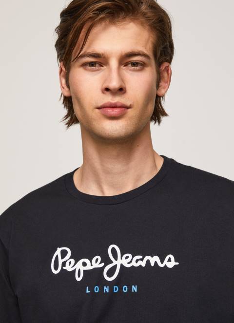 muškarci crno pamučna majica s otisnutim logotipom Pepe Jeans JZ8H1019 - Slika 1