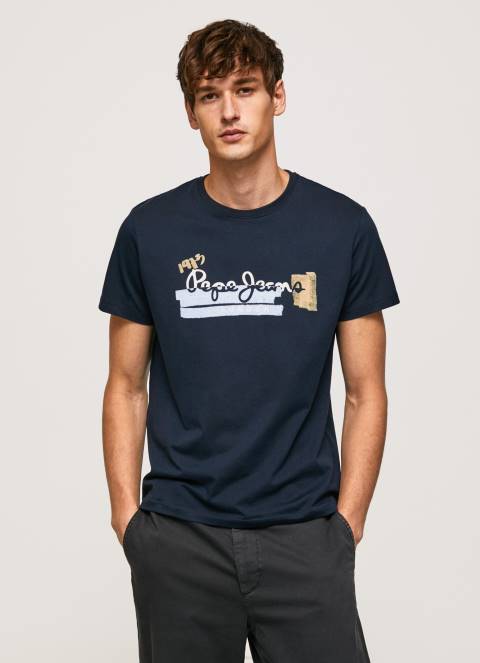 muškarci dulwich pamučna majica s logotipom kistova Pepe Jeans JZ8H932 - Slika 3