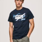 muškarci dulwich pamučna majica s printom zastave Pepe Jeans JZ8H956