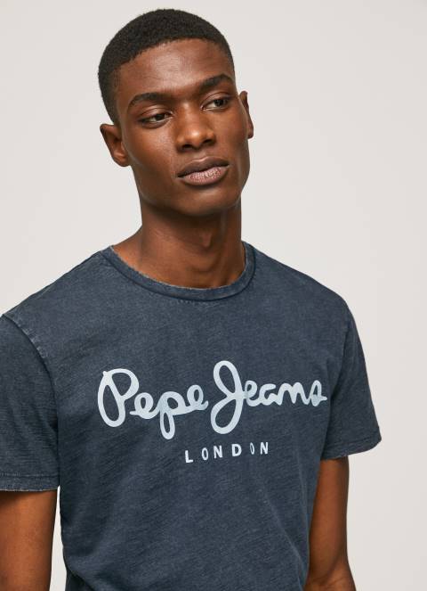 muškarci indigo majica s otisnutim logotipom essentialenim n Pepe Jeans JZ8H1015 - Slika 1