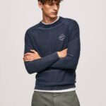 muškarci indigo odaberite žersej sa zaobljenim ovratnikom Pepe Jeans JZ8H858