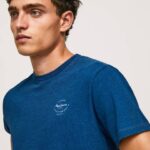 muškarci indigo pamučna majica s otisnutim logotipom Pepe Jeans JZ8H968