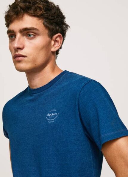 muškarci indigo pamučna majica s otisnutim logotipom Pepe Jeans JZ8H968