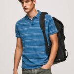 muškarci indigo pamučna polo majica s prugastim printom Pepe Jeans JZ8H1083