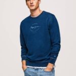 muškarci indigo pamučni džemper sa zaobljenim ovratnikom Pepe Jeans JZ8H868