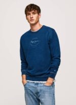 muškarci indigo pamučni džemper sa zaobljenim ovratnikom Pepe Jeans JZ8H868