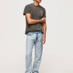 muškarci isprano crno isprana i ofarbana pamučna majica Pepe Jeans JZ8H941