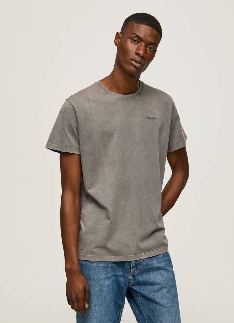 muškarci isprano crno pamučna majica s otisnutim logotipom Pepe Jeans JZ8H927 - Slika 3