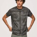 muškarci isprano crno pamučna majica s printom bandana Pepe Jeans JZ8H937