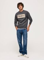 muškarci isprano crno pamučni džemper s izvezenim logotipom Pepe Jeans JZ8H872 - Slika 2