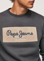 muškarci isprano crno pamučni džemper s izvezenim logotipom Pepe Jeans JZ8H872 - Slika 3