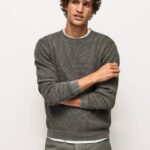 muškarci isprano crno vafel pleteni pamučni žersej Pepe Jeans JZ8H854