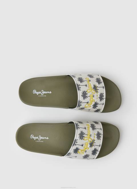 muškarci kaki zelena japanke za plažu sa slider printom Pepe Jeans JZ8H1282 - Slika 2