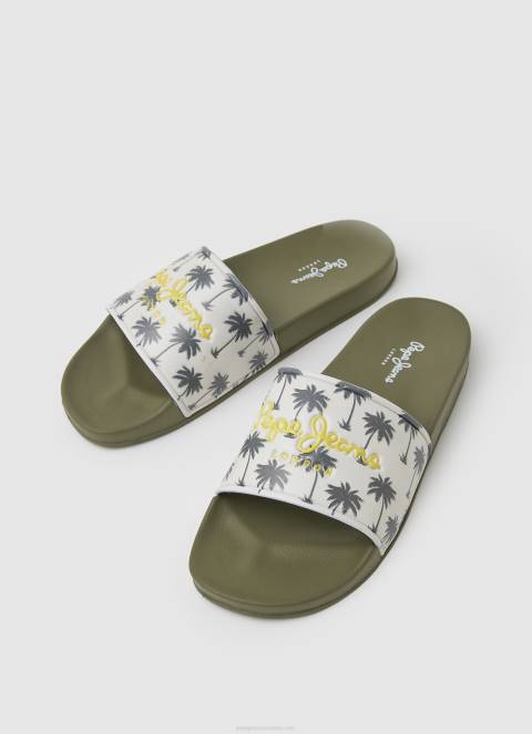 muškarci kaki zelena japanke za plažu sa slider printom Pepe Jeans JZ8H1282 - Slika 3