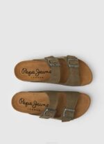 muškarci kaki zelena sandale od bio brušene kože Pepe Jeans JZ8H1278 - Slika 2