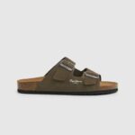 muškarci kaki zelena sandale od bio brušene kože Pepe Jeans JZ8H1278