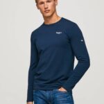 muškarci mornarica pamučna majica dugih rukava Pepe Jeans JZ8H1009