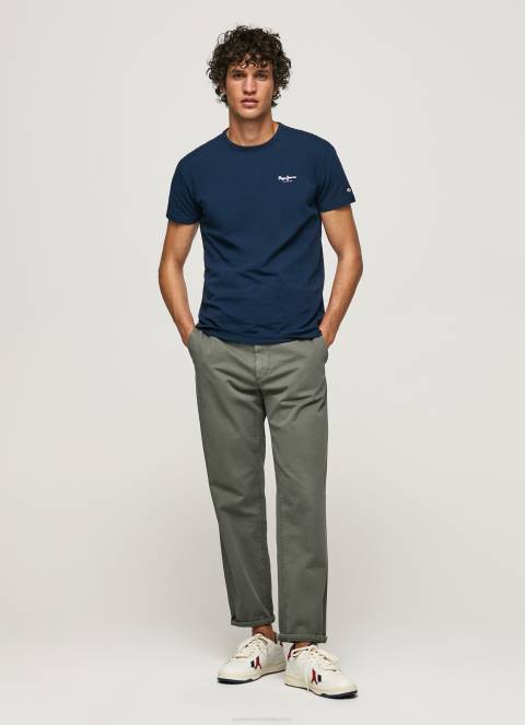 muškarci mornarica pamučna majica s otisnutim logotipom Pepe Jeans JZ8H1010 - Slika 2