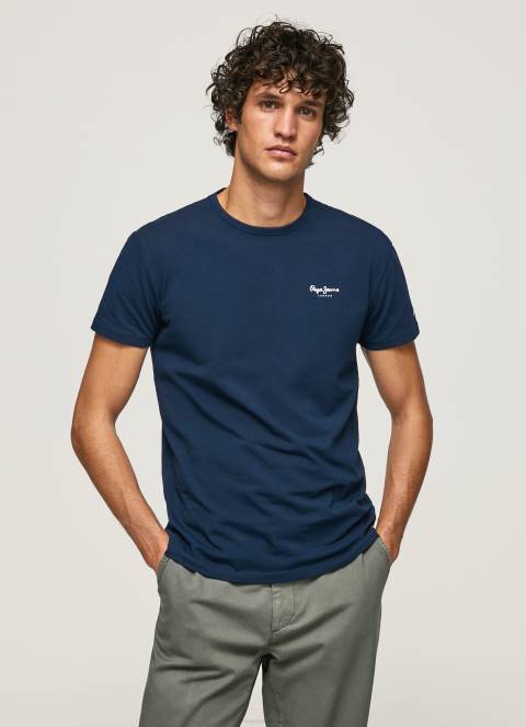 muškarci mornarica pamučna majica s otisnutim logotipom Pepe Jeans JZ8H1010 - Slika 1