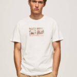 muškarci prljavo bijelo majica s printom fotografija Pepe Jeans JZ8H988