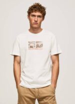 muškarci prljavo bijelo majica s printom fotografija Pepe Jeans JZ8H988