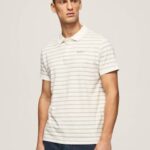 muškarci prljavo bijelo polo majica s prugastim printom Pepe Jeans JZ8H1092