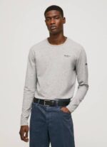 muškarci sivi lapor pamučna majica dugih rukava Pepe Jeans JZ8H1006