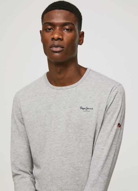 muškarci sivi lapor pamučna majica dugih rukava Pepe Jeans JZ8H1006 - Slika 3