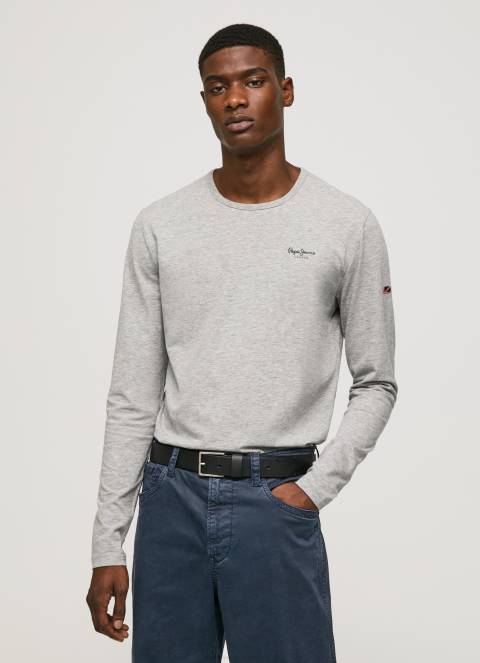 muškarci sivi lapor pamučna majica dugih rukava Pepe Jeans JZ8H1006 - Slika 1