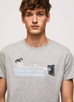 muškarci sivi lapor pamučna majica s logotipom kistova Pepe Jeans JZ8H931
