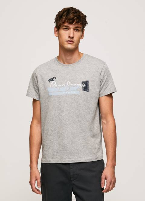 muškarci sivi lapor pamučna majica s logotipom kistova Pepe Jeans JZ8H931 - Slika 3