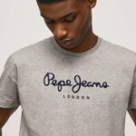 muškarci sivi lapor pamučna majica s otisnutim logotipom Pepe Jeans JZ8H1001
