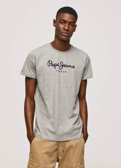 muškarci sivi lapor pamučna majica s otisnutim logotipom Pepe Jeans JZ8H1001 - Slika 3