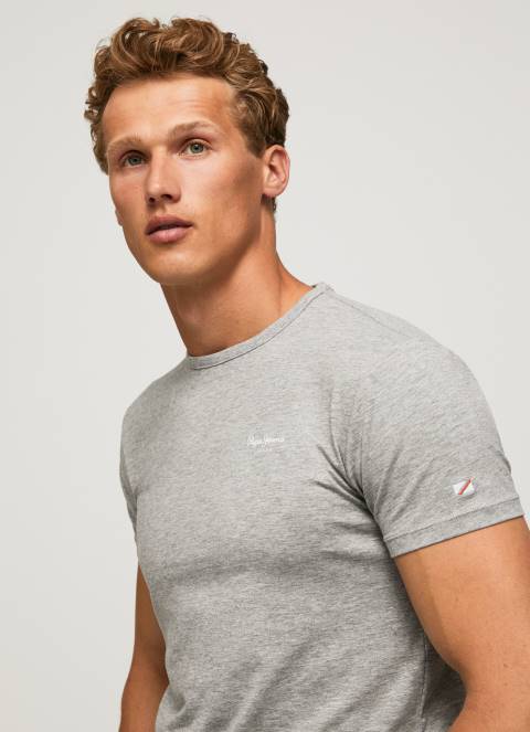 muškarci sivi lapor pamučna majica s otisnutim logotipom Pepe Jeans JZ8H1013 - Slika 2