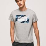 muškarci sivi lapor pamučna majica s printom zastave Pepe Jeans JZ8H957