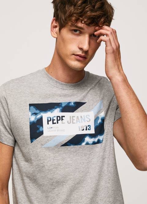 muškarci sivi lapor pamučna majica s printom zastave Pepe Jeans JZ8H957 - Slika 3