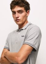 muškarci sivi lapor pike polo majica s izvezenim logotipom Pepe Jeans JZ8H1077