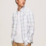 muškarci slonovača lorian uska košulja od poplina Pepe Jeans JZ8H1029