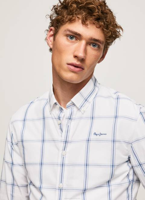 muškarci slonovača lorian uska košulja od poplina Pepe Jeans JZ8H1029 - Slika 3