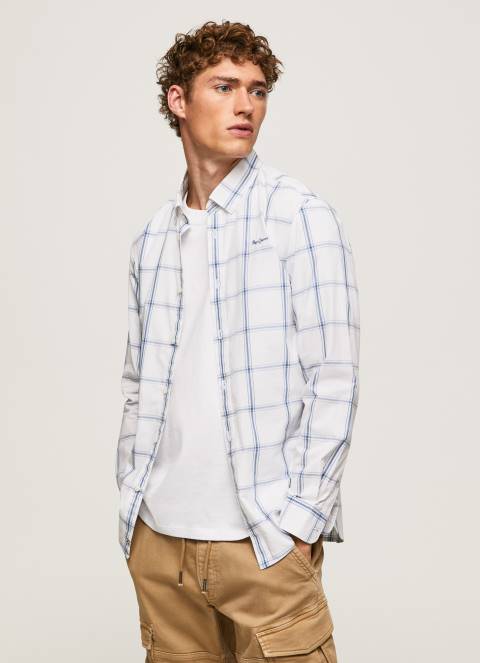 muškarci slonovača lorian uska košulja od poplina Pepe Jeans JZ8H1029 - Slika 1