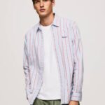 muškarci studio crvena lister fil-a-fil uska košulja Pepe Jeans JZ8H1065