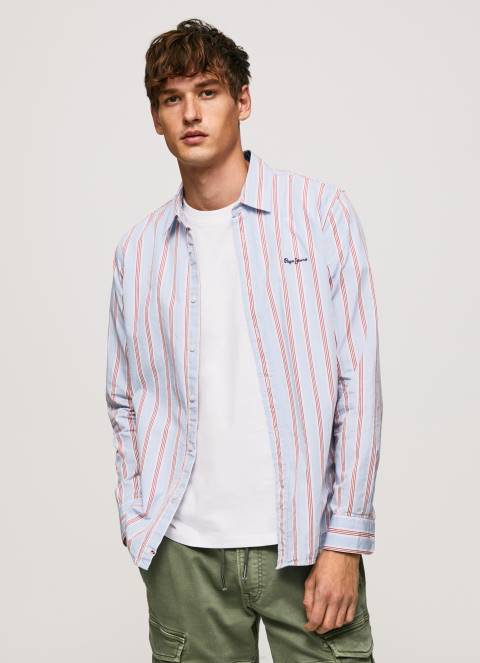 muškarci studio crvena lister fil-a-fil uska košulja Pepe Jeans JZ8H1065 - Slika 1