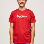 muškarci studio crvena pamučna majica s otisnutim logotipom Pepe Jeans JZ8H1016