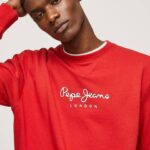 muškarci studio crvena pamučni džemper s otisnutim logotipom Pepe Jeans JZ8H890