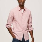 muškarci studio crvena percy košulja od poplina na bengalske pruge Pepe Jeans JZ8H1074