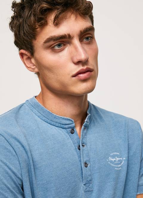 muškarci svijetlo plava pamučna majica s pekarskim ovratnikom Pepe Jeans JZ8H965 - Slika 3