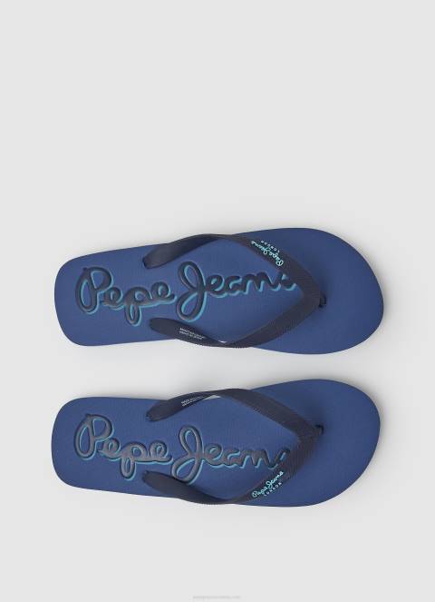 muškarci tamni traper bay beach japanke za plažu logo Pepe Jeans JZ8H1277 - Slika 2