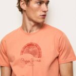 muškarci tikvica naranča majica s logotipom iznošenog efekta Pepe Jeans JZ8H964
