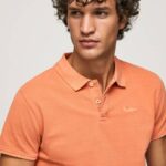 muškarci tikvica naranča pike polo majica s izvezenim logotipom Pepe Jeans JZ8H1095